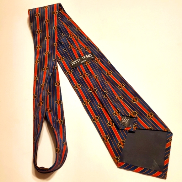 Pitti Uomo Necktie Blue Stripe Silk Neck Tie - Picture 5 of 5